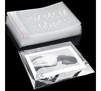 100 Pcs Sachet Plastique Transparent 34x30cm Sachet Bonbon Sac Auto Adhesif | Transparent Self-adhesive Sachet, Réutilisable, OPP Sac Cellophane, Emballage Sachets, pour Chocolats, Bijoux, Cadeau, Noel