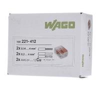 100 Pièce Borne de connexion compacte 2 fils à 4mm² 221-412 | WAGO | 221-412 | Borne enfichable