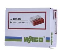100 Pièce Borne de connexion sans vis 4x 0,5-2,5 rouge - Connecteur de cable enfichable 4x0,5 ... 2,5mm² 22... | WAGO | 2273-204 | Borne enfichable