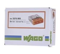 Borne de raccordement 3 fils rigides 2,5mm² Wago 2273-203