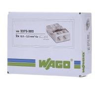 100 Pièce Bornier de raccordement sans vis 2x 0,5-2,5, blanc 2273-202 | WAGO | 2273-202 | Borne enfichable