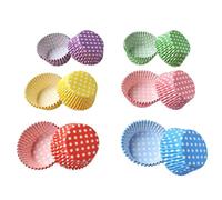 100 Piece Rainbow Dot Cupcake Liners Paper Baking Cups Dessert Wrappers | Colorful Pastry Cases For Muffins Cakes Party Treats Birthday Celebrations Wedding Events Home Kitchen Baking Supplies