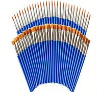 100 pièces/50 pièces/30 pièces/10 pièces Pinceaux de peinture avec manche en plastique bleu, fournitures d'art convenant pour le dessin artistique fin et le traçage des contours Tige bleue en plastiqu