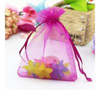 100 Pièces 9x12cm Organza Pochette Cadeau,Pochette Bijoux en Organza avec Cordon de Serrage, Sac de Mariage, Sac de Lavande, Faveur de Mariage (rouge écarlate)
