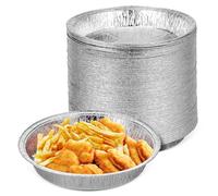 100 Pièces Ambiance Noël Moules Ronds Jetables en Aluminium, pour Airfryer | 100Pcs Format Pratique, Aluminium Léger Argenté, Nettoyage Facile, pour Four et Emballage à Emporter