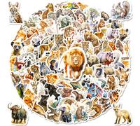100 pièces Autocollants d'animaux sauvages, pack d'autocollants réalistes d'animaux de la jungle, autocollants d'animaux colorés en vrac pour bouteilles d'eau, ordinateurs portables, téléphones, cahie