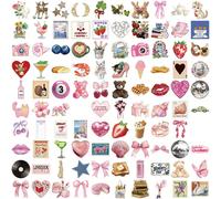 100 pièces Autocollants de dessins animés roses, style Y2K, autocollants artistiques, autocollants cool, convient pour les bouteilles d'eau, les gobelets, les guitares, les bagages, les téléphones, le
