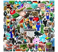 100 pièces Autocollants Minecraft Pixel thème de jeu vidéo DIY, blocs Minecraft, bâtiments, personnages Steve, Alex, Creeper, Zombie, étiquettes de haute qualité, autocollants imperméables et résistan