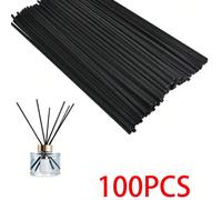 100 pièces Bâtonnets diffuseurs en rotin noir, bâtonnets parfumés en fibre noire de 7 pouces - Bâtonnets diffuseurs en rotin noir pour la maison, le bureau, le spa et la chambre à coucher Noir 20cm (1