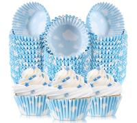 100 pièces Caissettes à cupcakes bleu nuage, caissettes à cupcakes en papier blanc clair, caissettes à muffins bleu, caissettes à cupcakes pour anniversaire, décorations pour baby shower, convient pou