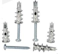 100 Pièces Chevilles Placo Set - 50 Chevilles Placo Autoforeuses + 50 Vis, Kit Chevilles Métal Acier Zingué pour Plaques de Plâtre Cloison Sèche Brique Creuse Parpaing Creux