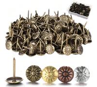 100 pièces Clous de tapisserie pour ameublement décoratif, clous de tapisserie 11*16 mm, tête vintage de diamètre laiton, punaise pouce marguerite, punaise à pousser, décoration de meuble DIY couleurs
