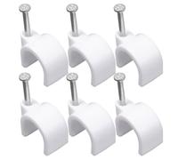100 Pièces Collier de Fixation PVC 18mm Clous en Acier pour Tube | Support Mural Blanc, Installation Rapide et Sûre, pour Câblage Intérieur, PE et Acier, Lot Boîte