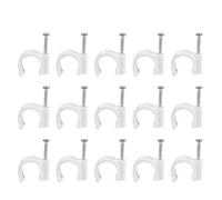 100 Pièces Collier PVC 16mm Clou Acier, Support Tube Électricien | Guidage Propre des Câbles, du Bruit, Fixation Murale, pour Conduit et Tube Pex, Blanc