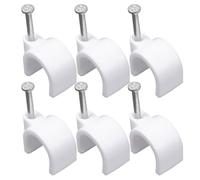 100 Pièces Collier PVC de Support, Fixation Murale 18 MM | Acier PE, Clous en Acier au Carbone, Blanc, pour Câblage Intérieur et Maintien des Conduites