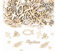100 Pièces Confettis de Table Baptême en Bois - Décoration Baptême Garçon et Fille - Déco Table Champêtre, Bohème et Naturelle - Accessoires de Fête Mixte