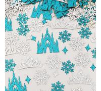 100 pièces Confettis pailletés bleu & argent Princesse de glace, décoration de table scintillante avec château, couronne et flocon de neige, convient pour fête d'anniversaire de fille, décoration de b