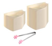 100 pièces Coupelle Jetable Kit, 14x8cm Coupelle Bois Jetable avec 1pcs Pinces Vaisselle Jetable Bio Durable et Compostable pour Finger Food Currywurst Frites Sushi