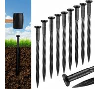 100 pièces de 6 pouces/15 cm, 7,87 pouces/20 cm Clous de bordure de paysage en plastique pour jardin, pointes de pour jardin, chevilles d'ancrage en spirale pour clôtures, bordures de pavage, bordures