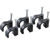 100 pièces de clips de câble ronds de 4 à 14mm, noirs | Support de clip de câble for la gestion des attaches de cordon électrique avec clous en acier(Round 10MM)