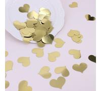 100 pièces de confettis en forme de cœur dorés, éparpillés de table en métal doré pour mariage, anniversaire, enterrement de vie de jeune fille, baby shower, Saint-Valentin, anniversaire et décoration