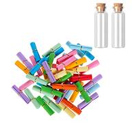 100 pièces de petites étiquettes en papier mélangées de couleurs avec deux bouteilles de souhaits en verre, papier de couleur vierge, papier de souhaits d'anniversaire pour enfants