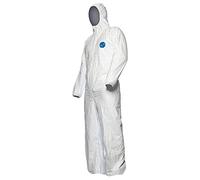 100 pièces DuPont Tyvek 500 Xpert | Vêtement de Protection Chimique, à Capuche, Catégorie III, Type 5-B et 6-B | Robuste et Légère | Blanc | Taille XL