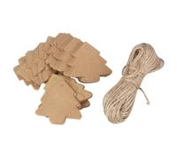 100 Pièces Étiquette en Papier Festonné Noël, Carton Rigide Kaki | Cordons Bruns, Style Shabby Chic, pour Présents, Scrapbooking et Cartes de Vœux