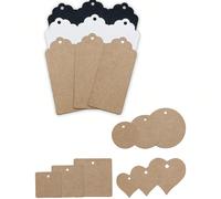 100 pièces Étiquettes cadeaux en papier kraft, bord en forme d'éventail, étiquettes en papier pour mariage et fête, étiquettes de prix, étiquettes suspendues, étiquettes d'emballage cadeau extraterres