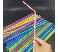100 Pièces extra longues en plastique flexible Pailles à Boile Partie Bar Fournitures à Boire Maison en Plain mu PAILLE NON JETABLE