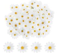 100 pièces Fleurs artificielles de marguerite blanche élégantes, convient pour la décoration de chapeau, de gâteau, d'artisanat DIY, de décoration de chambre, de mariage, etc. 20 pièces,100 pièces,50 