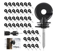 100 Pièces Isolateurs Annulaires pour Clôture Électrique, 90mm Isolateurs pour Clôture de Pâturage avec ouille, Poteaux Annulaires Isolateurs à Visser pour Cordes