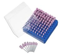 100 Pièces Jeu de Têtes de Meulage en Corindon Rouge, Tige 3mm | Polissage et Précision pour Métal, Alliage de Zinc et Plastique, Usage Atelier Automobile, Finition Solide