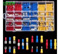 100 pièces Kit de borne à sertir électrique, ensemble de connecteurs de câble variés avec bornes à sertir isolées en anneau, convenant pour le câblage automobile et naval, bornes à froid rondes pour v