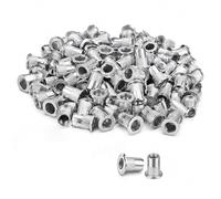 100 Pièces M5 Écrous à Sertir Filetés, Écrous à Riveter M5 x 0,8 en Aluminium, Inserts Filetés Nervurés pour Tôle, Profilé, Tube, Carrosserie, Meuble Métallique, Réparation et Bricolage