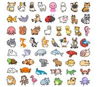 100 pièces Mini autocollants thème animaux mignons kawaii, autocollants en vinyle pour bouteille d'eau, ordinateur portable, album de scrapbooking, planches à roulettes, paquets d'autocollants, mini a