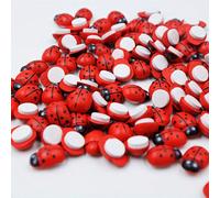 100 pièces, mini coccinelles rouges en bois 8x11mm, autocollantes, DIY, décorations de Pâques, embellissements de cartes en bois, stickers à dos plat Taille Uniquebois
