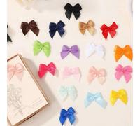 100 pièces Mini nœud ruban 2,5 cm Mini fleurs de ruban en satin de tissu pour artisanat, couture, mariage, anniversaire, fête jaune,noir,rouge,or,Vert clair,orange,Couleurs mélangées,bleu clair,violet