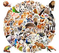 100 pièces Pack d'autocollants d'animaux sauvages, autocollants réalistes de tigre, lézard, zèbre imperméables pour bouteille d'eau, bagages, ordinateur portable, journal, scrapbooking, autocollants e
