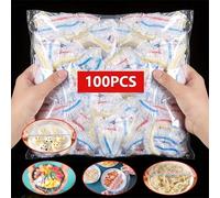 100 pièces Pack de valeur de couvercles en plastique jetables - Solution de fraîcheur de cuisine premium pour les fruits, le riz et les restes - Couvercles scellés durables, anti-fuite et multifonctio
