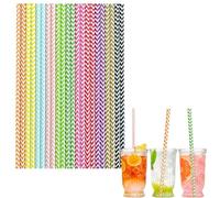 100 pièces Pailles Carton Jetables Biodégradable Recyclable,Mélange Vagues Pailles en Papier Kraft de Écologique pour Cocktail Jus Café Smoothie,pour Anniversaire, Mariage, Noël,Douche de Bébé,Fête