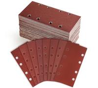 100 Pièces Papier Ponceuse Rectangulaire, 93 X 185 mm Feuilles Abrasives Grains 40/60/80/120/180/240/320/400,Abrasives Papier pour Ponceuse Vibrante Polir et Enlever La Rouille