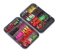 100 pièces pêche à la mouche mouches leurre Kit 20 couleurs sec/humide Streamer nymphes appât crochet pour bar saumon truite avec