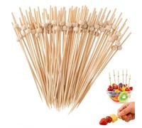 100 Pièces Pics à Cocktail en Bambou Naturel 12cm - Pics à Apéritif avec Perles en Bois, Éco-Friendly, sans Épines, Idéaux pour Cocktails, Apéritifs, Mini Burgers, Fêtes, Noël, Carnaval