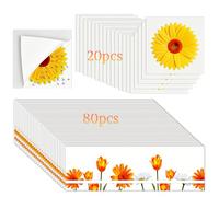 100 pièces Piège à Mouches pour fenêtre Design Floral, Piège à Mouches d'intérieur, Autocollants Transparents pour fenêtre, Bande Collante Anti-Mouches en matériau PP pour vitre, Cuisine