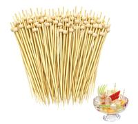 100 Pieces pique aperitif, 12 cm Brochettes Cocktail, Pique Cocktail Bois, Coktail en Bambou, Convient pour les collations, les fruits, la charcuterie cuite, les piques apéritives jetables