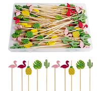 100 Pièces Piques à Cocktail, Piques Apéritif 12 cm, Décoration Cocktail, Pics à Brochette Bois cœur Coloré pour Fête, Cadeau, Carnaval, Anniversaire