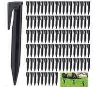 100 Pièces Piquet Fil Robot Tondeuse, 8.5cm Piquets Terre Fixation Plastique Robuste, Accessoires Tondeuses pour Câbles Périphériques, Crochet Délimitation Gazon, Piles Plancher Universelle (Noir)