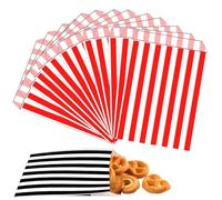 100 pièces Rouge Rayures Sac Cadeau Sachet Bonbons Anniversaire,12.7cmx17.8cm Petit Pochette Papier Kraft pour Emballage Cadeau Garçon Fille,pour Anniversaire Enfants,Mariage,Noël,Fête,Halloween