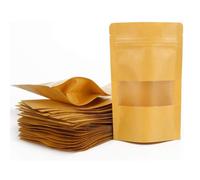100 Pièces Sachet Kraft Alimentaire Sac Papier Kraft avec Fenetre Réutilisables Sachet Craft pour Collations,Anniversaire des